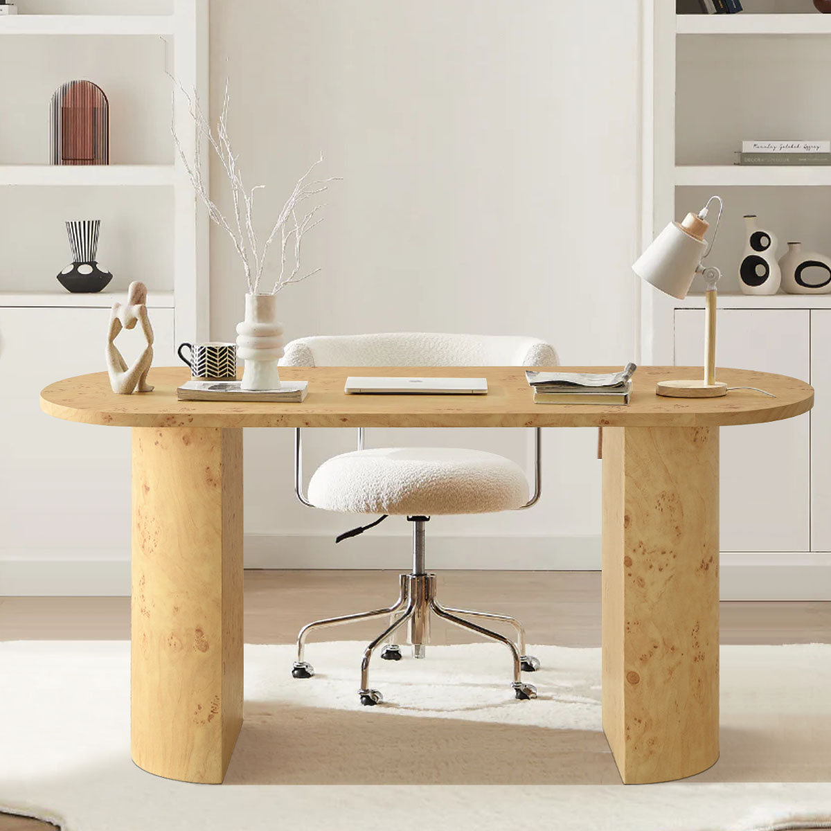 Latitude Run Burl Wood 60 Desk Reviews Wayfair